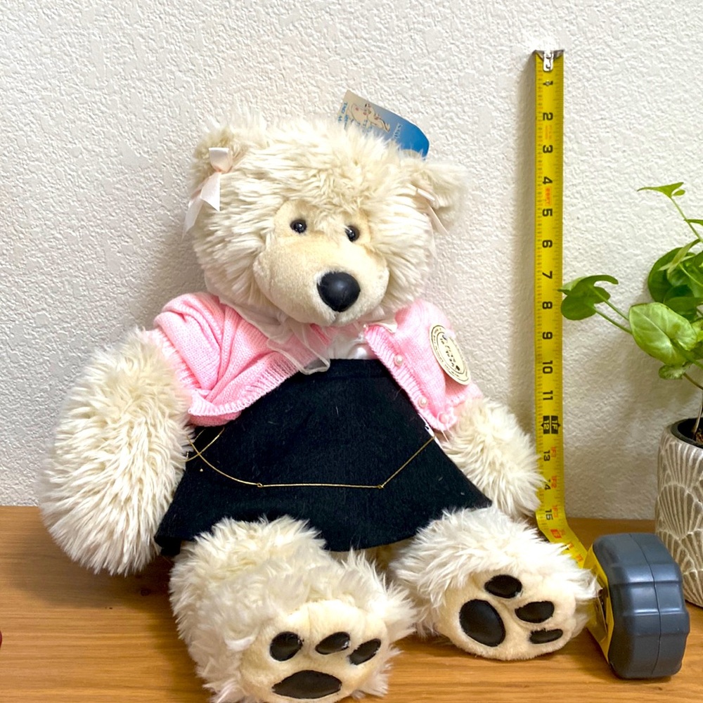 Build a Bear Workshop Polar Bear with embroidered paws and pink sweater